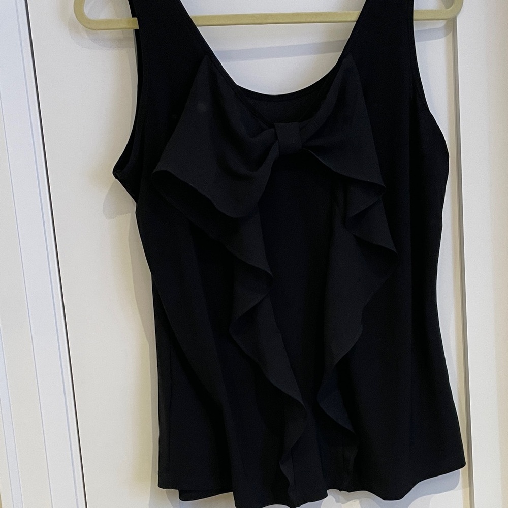 Black Ruffle Bow Tank Top (stretchy)- Women